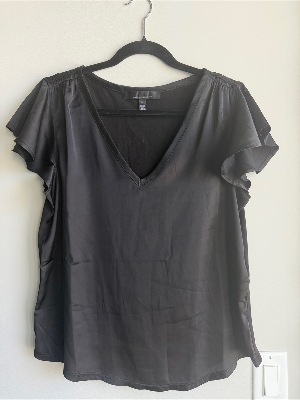 WHBM Flutter Sleeve V-Neck Blouse